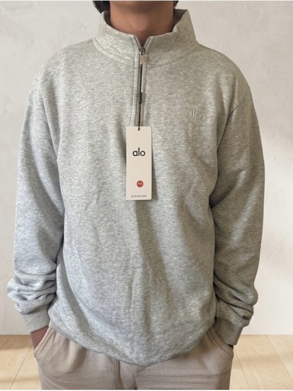 ALO Yoga  Heather Gray Quarter-Zip Pullover Sweater